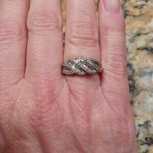 Sterling silver diamond ring